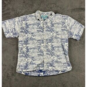 Big Dogs Hawaiian Shirt Men’s XL Blue Reverse Print Aloha Tribal Button Down VTG